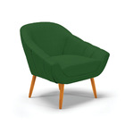 Poltrona Giovana Veludo Luxo Pés Palito Castanho - Indo Decor