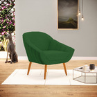 Poltrona Giovana Veludo Luxo Pés Palito Castanho - Indo Decor