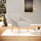 Poltrona Giovana Veludo Luxo Pés Palito Natural - Indo Decora