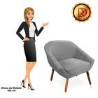 Poltrona Giovana Veludo Pés Palito Castanho Cinza