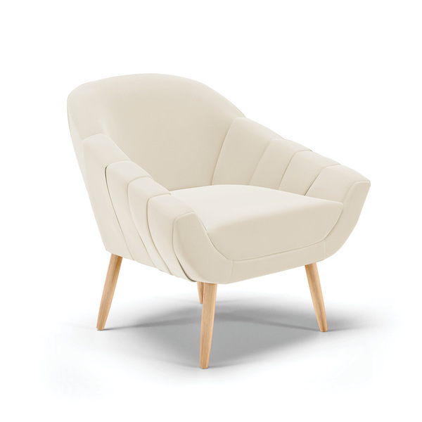 Poltrona Giovana Veludo Pés Palito Natural - D'rossi - Bege