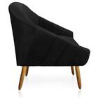Poltrona Giovana Veludo Preto Pés Palito Castanho
