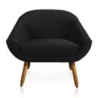 Poltrona Giovana Veludo Preto Pés Palito Castanho