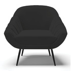 Poltrona Giovana Veludo Preto Pés Palito De Ferro D03 - D'ros