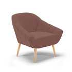 Poltrona Giovana Veludo Rosê Pés Palito Natural - D'rossi