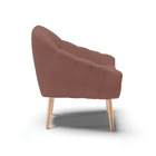 Poltrona Giovana Veludo Rosê Pés Palito Natural - D'rossi