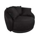 Poltrona Giratória 122cm Mercy Courino Preto - Sallar Home