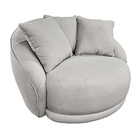 Poltrona Giratória 122cm Mercy Linho Cinza Claro - Sallar Home