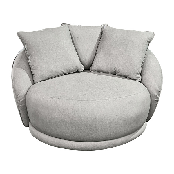 Poltrona Giratória 122cm Mercy Linho Cinza Claro - Sallar Home