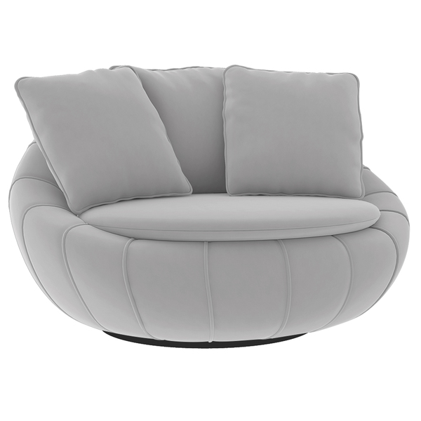 Poltrona Giratória 127cm Golden Veludo Cinza Claro - Sallar H