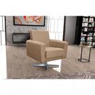 Poltrona Giratória 1 Lugar Bruna - Veludo Marrom Claro