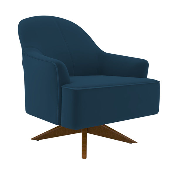 Poltrona Giratória 73cm Epic Veludo Azul Marinho - Sallar Home
