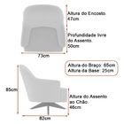 Poltrona Giratória 73cm Epic Veludo Azul Marinho - Sallar Home