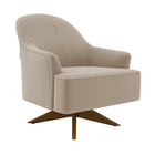 Poltrona Giratória 73cm Epic Veludo Bege - Sallar Home