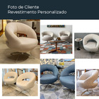 Poltrona Giratória 78cm Louk Bouclé Bege - Sallar Home