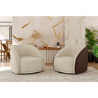 Poltrona Giratória 87cm Heidi Boucle Suave Off White - Sallar