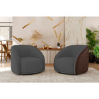 Poltrona Giratória 87cm Heidi Veludo Cinza - Sallar Home