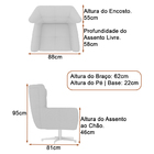 Poltrona Giratória 88cm Bull Linho Off White - Sallar Home
