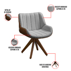 Poltrona Giratória Alabama Veludo Cinza Base De Madeira - D'r