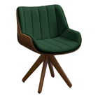 Poltrona Giratória Alabama Veludo Verde Militar Base De Madei