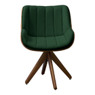 Poltrona Giratória Alabama Veludo Verde Militar Base De Madei