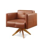 Poltrona Giratória Angra Base De Madeira Caramelo