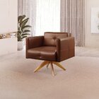 Poltrona Giratória Angra Base De Madeira Marrom