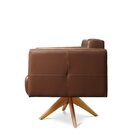 Poltrona Giratória Angra Base De Madeira Marrom