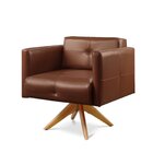 Poltrona Giratória Angra Base De Madeira Marrom