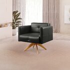 Poltrona Giratória Angra Base De Madeira Preto