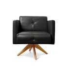 Poltrona Giratória Angra Base De Madeira Preto