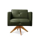 Poltrona Giratória Angra Base De Madeira Verde