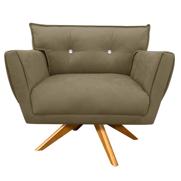 Poltrona Giratória Anitta Com Strass Suede Base De Madeira Ma