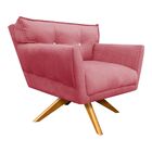 Poltrona Giratória Anitta Com Strass Suede Base De Madeira Ma