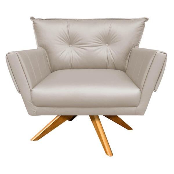 Poltrona Giratória Anitta Corino Base Madeira Ma30  D03 - D'r