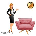 Poltrona Giratória Anitta Suede Base De Madeira Ma30 D03 - D'