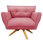 Poltrona Giratória Anitta Suede Base De Madeira Ma30 D03 - D'