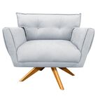 Poltrona Giratória Anitta Suede Base De Madeira Ma30 D03 - D'