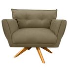 Poltrona Giratória Anitta Suede Base De Madeira Ma30 D03 - D'