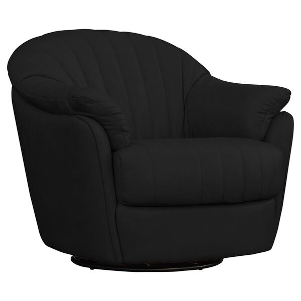 Poltrona Giratória Balanço Sala De Estar Mars Couro Preto - I