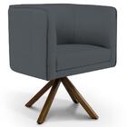 Poltrona Giratória Base Giromad Madeira Betina Corano Cinza