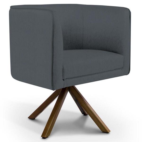 Poltrona Giratória Base Giromad Madeira Betina Corano Cinza