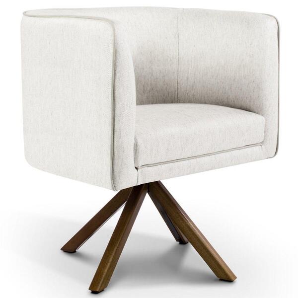 Poltrona Giratória Base Giromad Madeira Betina Linho Bege