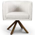 Poltrona Giratória Base Giromad Madeira Betina Linho Bege