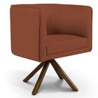 Poltrona Giratória Base Giromad Madeira Betina Linho Laranja