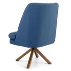 Poltrona Giratória Base Madeira Pérsia Suede Azul Domi