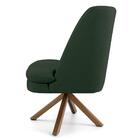 Poltrona Giratória Base Madeira Pérsia Suede Verde Musgo