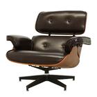 Poltrona Giratória Charles Eames Rivatti Pu Marrom Base Alumí