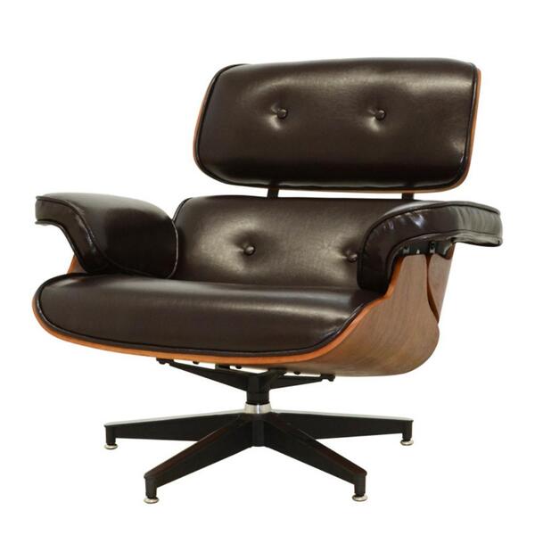 Poltrona Giratória Charles Eames Rivatti Pu Marrom Base Alumí