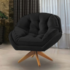 Poltrona Giratória Chicago Veludo Base De Madeira - Pallazio